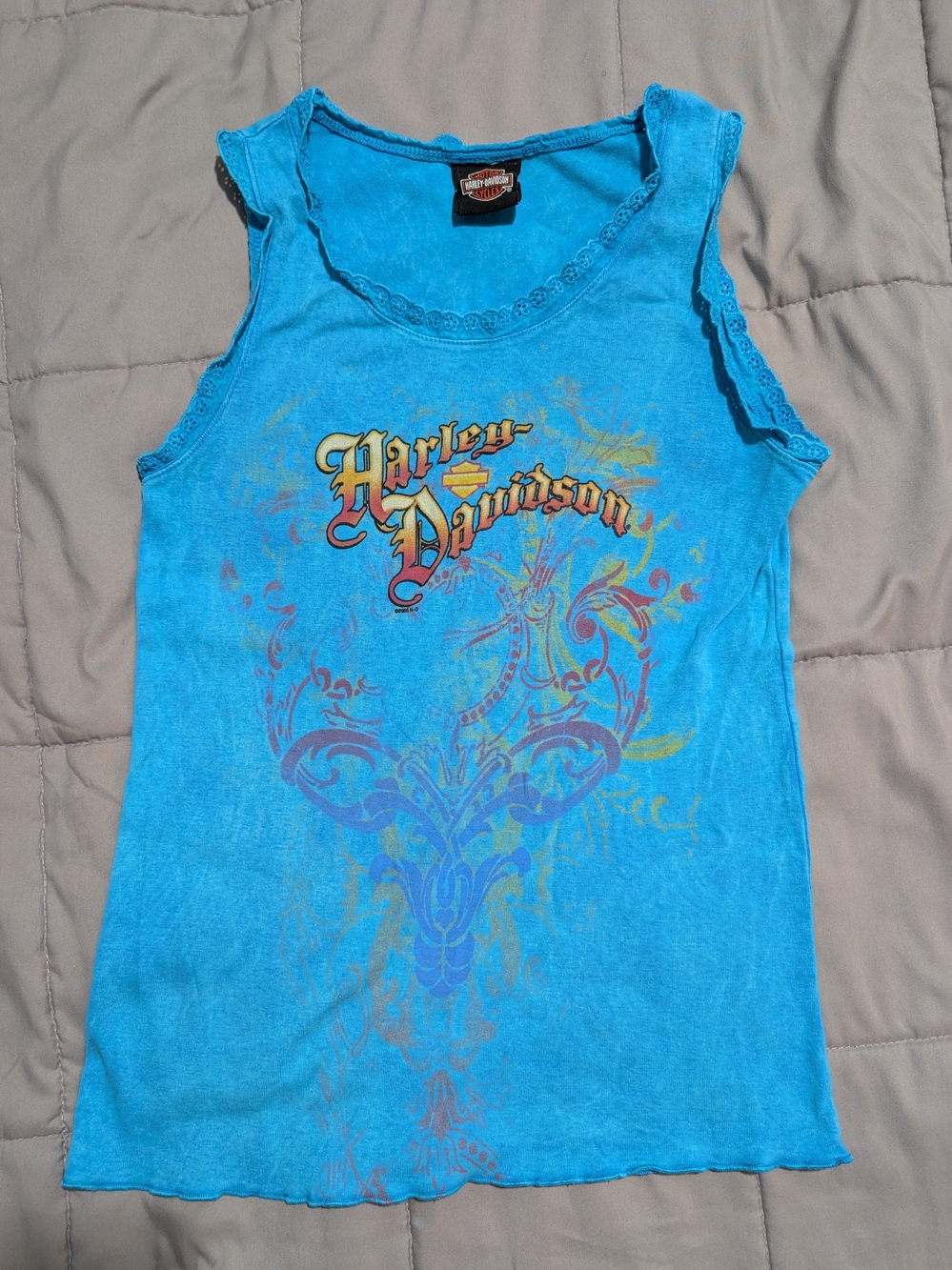 Harley-Davidson Turquoise Blue Graphic Tank Top